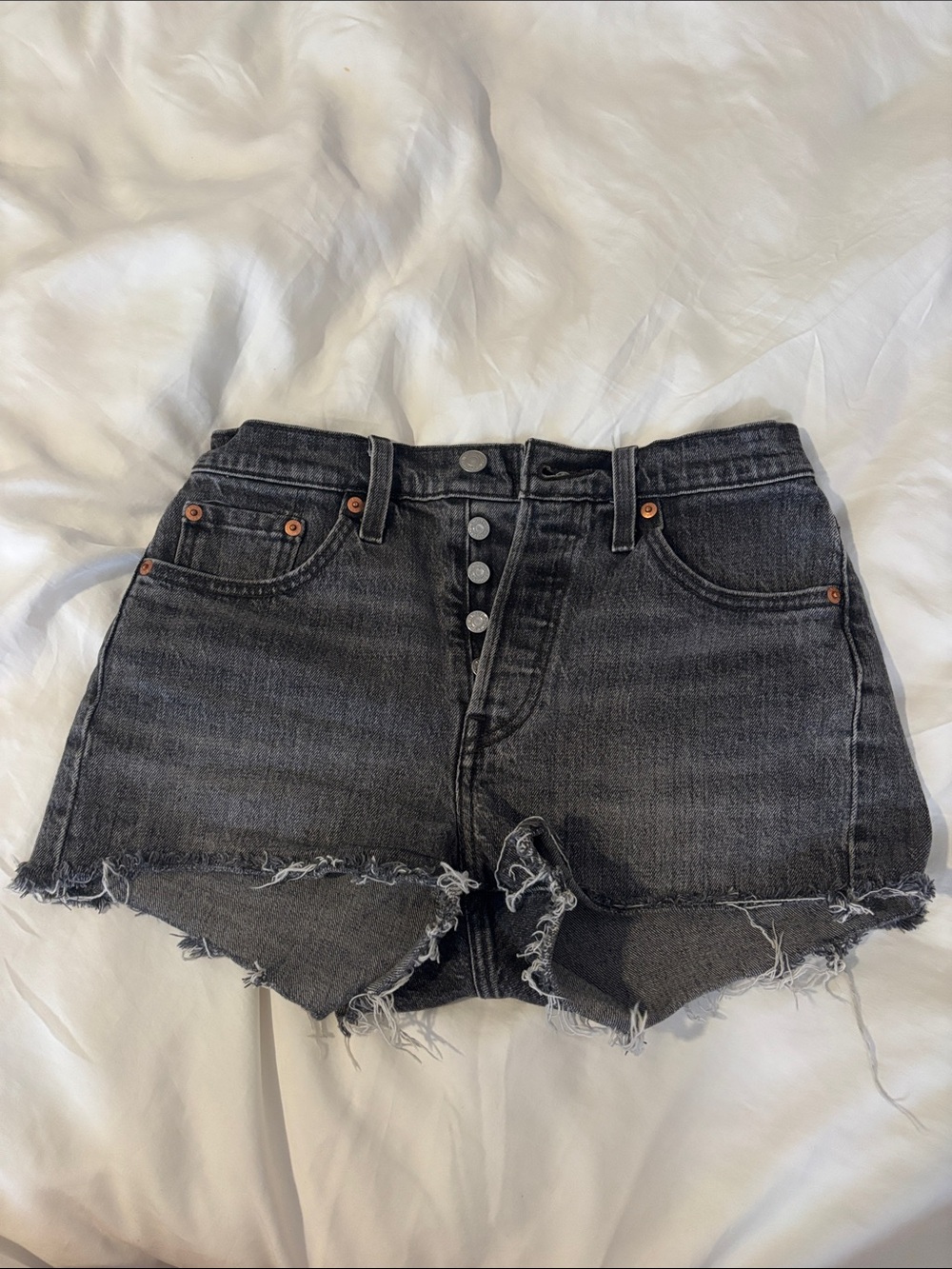 Levi's Black 501 Washed Denim Cutoff Shorts